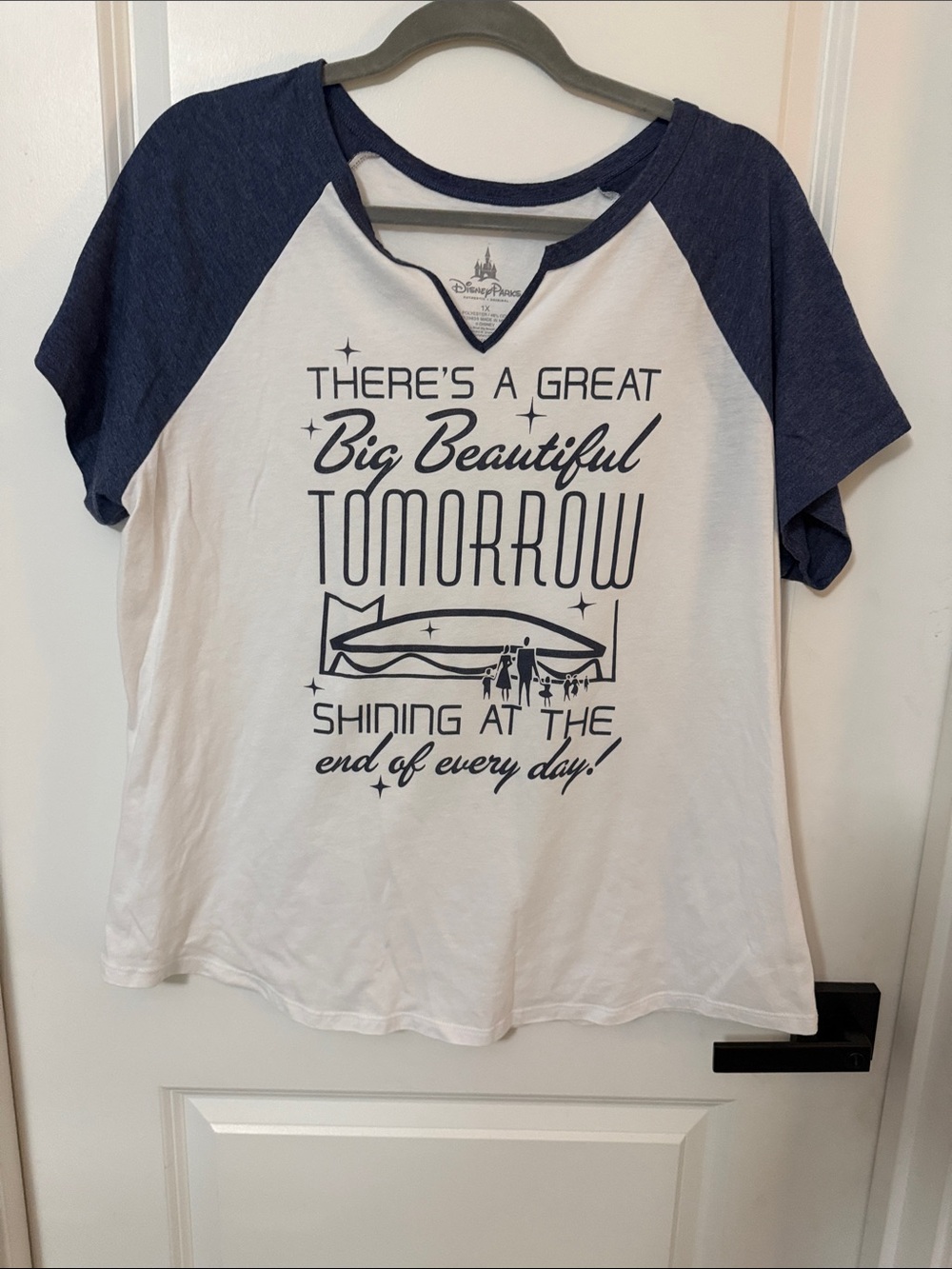 Disney White & Navy 'Big Beautiful Tomorrow' Raglan Graphic Tee